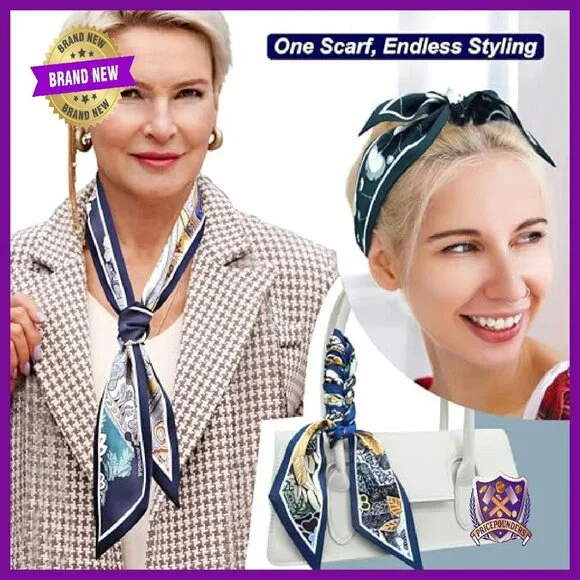 Skinny Scarf Set 3 Pack - Premium Twill - Versatile Hair & Bag Accessory - Picture 4 of 8